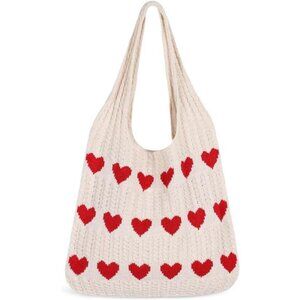Crochet Tote Bag Apricot Red